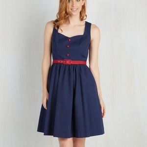 Modcloth Biking Through Brussels Navy Dress